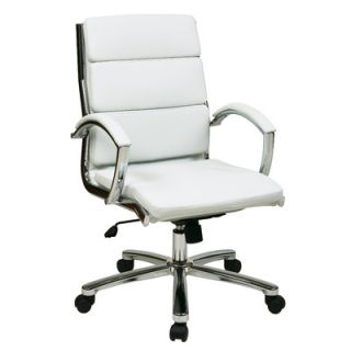 Office Star Mid Back Leather Executive Office Chair Padded Arms and Base FL53