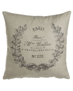 Linen Pillow with Crest, 20Sq.   French Laundry Home
