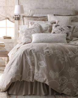 Standard Sham, Ivory with Tan Embroidery   Callisto Home