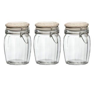 Global Amici 7CA890LACS3R Victoria Hermetic Preserving Jars, Small, Lace Design Lid, Set of 3 Kitchen & Dining