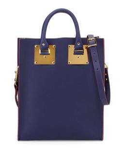 Mini Buckled Leather Tote Bag, French Navy   Sophie Hulme