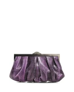 Natalie Anaconda Clutch Bag, Silver Orchid   Judith Leiber Couture
