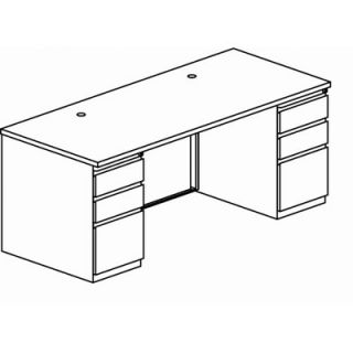 Mayline CSII Rectangular Executive Desk with 2 Box/Box/File Pedestals C1372