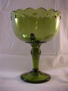 Vintage Green Indiana Glass Teardrop Goblet Planter Vase Pedestal Compote Bowl Kitchen & Dining