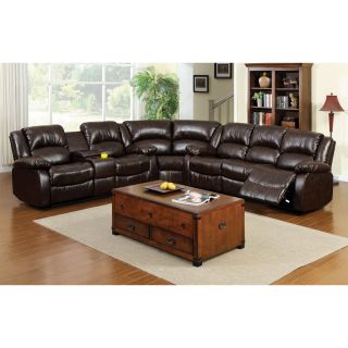 Arans Rustic Brown Bonded Leather Sectional Sofa