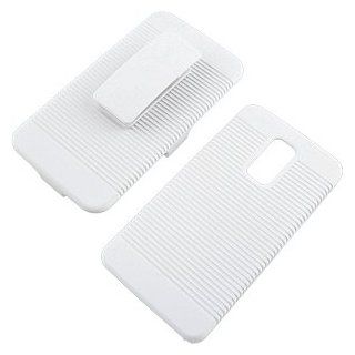 Rubberized Hard Shell Case w/ Holster for LG Spectrum VS920, White Cell Phones & Accessories