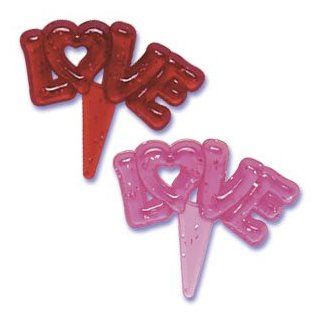 12 CT Glitter "Love" Cupcake Picks Valentines Cake Toppers Toys & Games