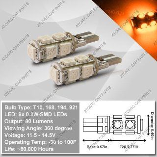 Hi Intensity 360� CANBUS LED Bulbs (9x0.2W)   168/194/921/T10 Type, Amber (Pair) Automotive
