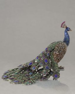 Peacock Figurine   Jay Strongwater