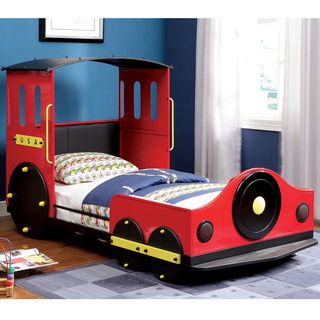 Furniture Of America Furniture Of America Red Train Locomotive Metal Youth Bed Black Size Twin