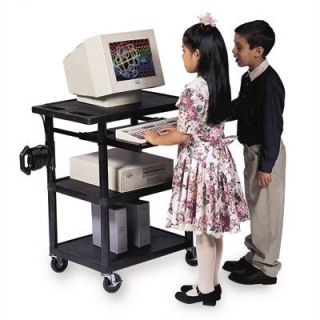 Luxor Workstation with Fixed and Roll Out Shelf LEMFP Color Black