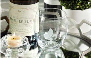 Zodax Fleur De Lis Stemless Wine Glasses   Set of 6 White Wine Glasses Kitchen & Dining