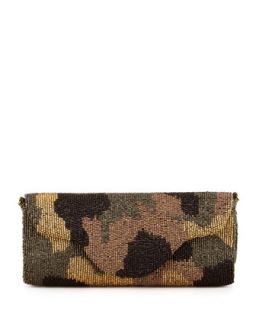 Camouflage Beaded Clutch Bag, Olive   Moyna