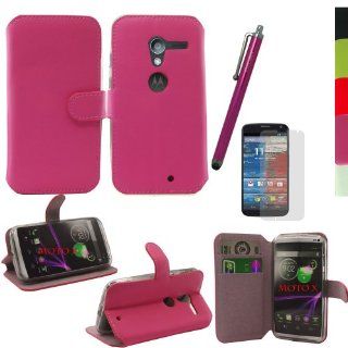 Areser(TM) Moto X Phone Google X Phone Premium PU Leather Case Wallet Case with Free Areser Stylus and Screen Protector (Rose Pink) Cell Phones & Accessories