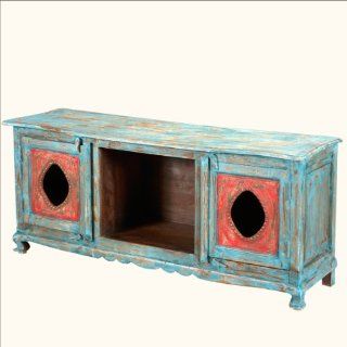 59" Hand Painted Oklahoma Farmhouse Vintage TV Stand Console   Furniture