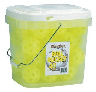 Unique Sports Ball Bucket with 40 Optic Yellow Practice Baseballs  Practice Baseball Pastic  Sports & Outdoors