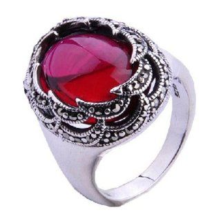 .925 Thai Silver Jewelry Ring for Men's Fashion Gemstone Inlaid Red Corundum Size 6  Sports Electronics And Gadgets  Sports & Outdoors