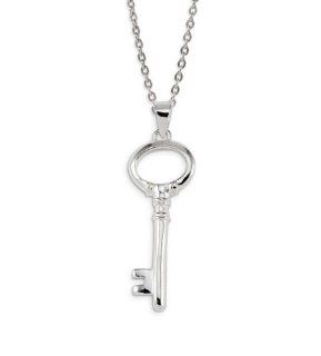 Solid .925 Sterling Silver Oval Skeleton Key Pendant Jewelry