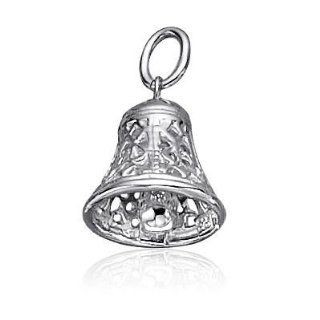 .925 Sterling Silver Christmas Bell Christian Symbol Charm Pendant Jewelry
