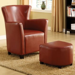 Hokku Designs Haven Chair and Ottoman IDF AC6710 EXP Color Mahogany Red
