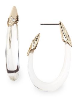 Medium Clear Lucite Hoop Earrings with Crystals   Alexis Bittar