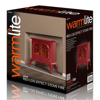 Warmlite 2000W Log Effect Stove Fire   Red      Homeware
