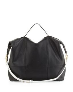 Taltha Leather Satchel Bag, Black/White   12th Street by Cynthia Vincent