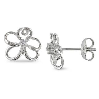 Diamond Accent Open Flower Stud Earrings in Sterling Silver   Zales