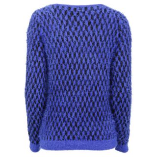 Moku Womens Fluffy Knit Jumper   Blue/Black      Womens Clothing