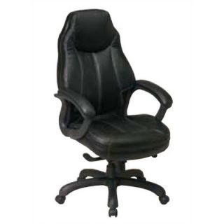 Office Star High Black Leather Deluxe Oversized Executive Chair FL642 Faux Le