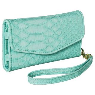 Snake Texture Cell Phone Wallet with Removable Wristlet Strap   Mint