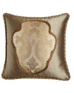 Silk Pillow with Hand Appliqued Modern Baroque Center, 20Sq.   Dian Austin