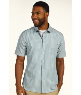 Volcom Why Factor Stripe S/S Shirt Mens Short Sleeve Button Up (Blue)