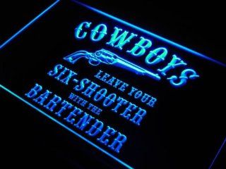 ADV PRO j932 b Cowboys Leave Six Shooter Gun Bar Neon Sign  
