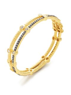 Set of 2 Gold & CZ Bangle Bracelets by Belargo