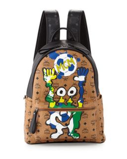 M�nchen Cute Monsters Soccer Special Edition Backpack, Cognac   MCM