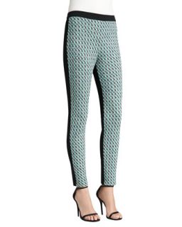 Womens Houndstooth Tweed Knit Ankle Pants with Contrast Milano Knit Back   St.