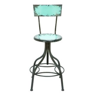 Woodland Imports Old Look Adjustable Bar Stool 5541 Color Turquiose
