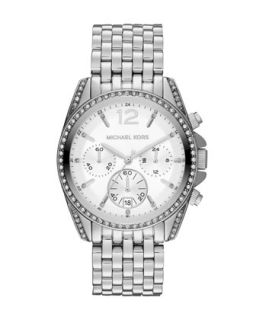 Mid Size Silver Color Stainless Steel Pressley Chronograph Glitz Watch  