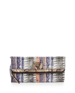 Bankers Snake Print Fold Over Clutch Bag   12th Street by Cynthia Vincent