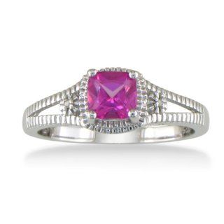 Sterling Silver Pink Topaz and Diamond Ring (3/4 cttw) Jewelry