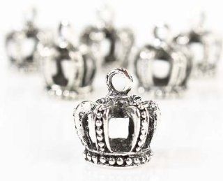 Tiny Silver Cinderalla or Royalty Crown Charms for Jewelry Making, Favor Decorations or Craft Projects   Total of 18 (3 Pkgs of 6 Charms)