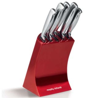 Morphy Richards Accents 5 Piece Knife Block Set   Red      Homeware