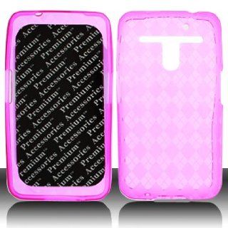 For Metro PCS LG Esteem 4G MS910 Phone Accessory   Pink Plaid Designer Protective TPU Soft Gel Skin Case Cover+ LF Stylus Pen Cell Phones & Accessories