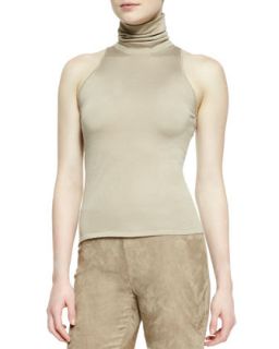 Womens Sleeveless Silk Cashmere Turtleneck Top, Clay   Ralph Lauren Collection