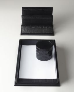 Black Woven Leather Document Tray