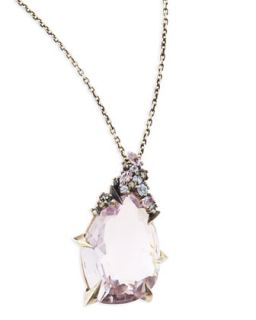 Cool Heather Marquise Amethyst Pendant Necklace with Claw Sapphires & Diamonds  