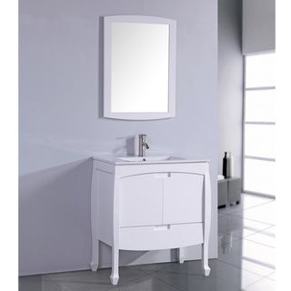 Legion Furniture Ceramic Top 24 inch Sink White Bathroom Vanity With Matching Framed Mirror White Size Single Vanities