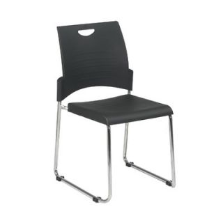 Office Star Straight Leg Stack Chair with Plastic Seat and Back, Black, 28 Pa