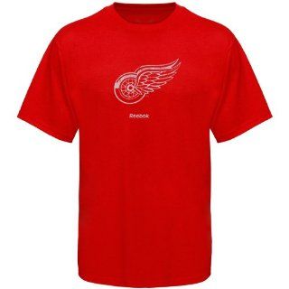 Reebok Detroit Red Wings Red Faded Logo T shirt (X Large)  Ice Hockey Apparel  Sports & Outdoors